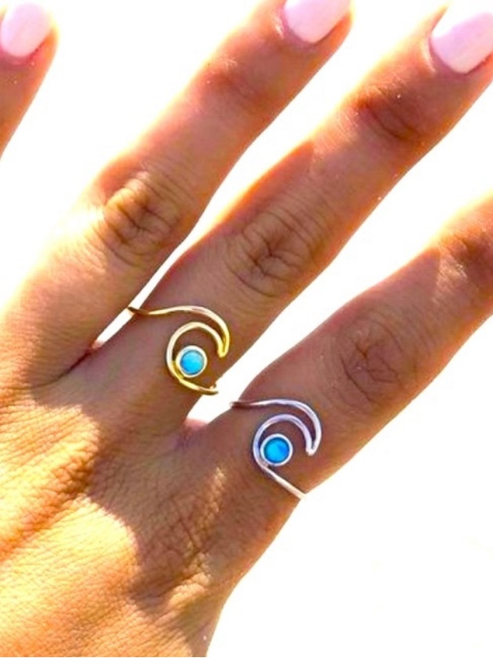Opal Sterling Silver Gold Plated Modern Wave Ring NWT